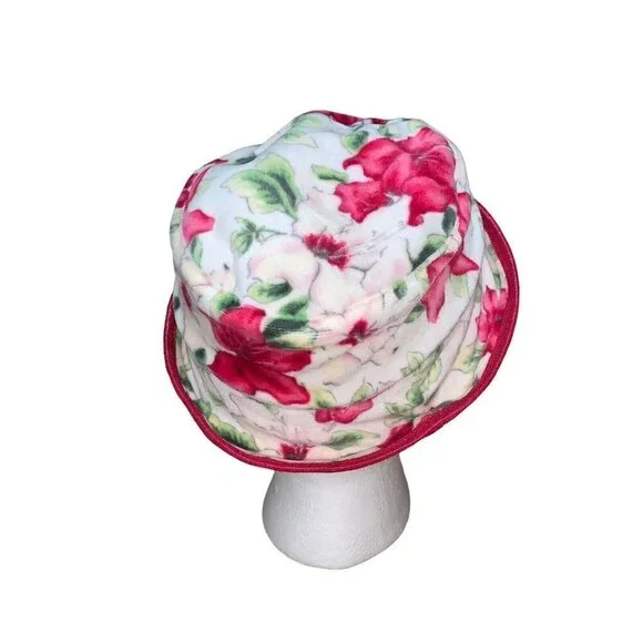 Baby Lulu Los Angeles Baby's Bucket Hat 18-24 Months Velour Floral Magenta NWT - Picture 3 of 4